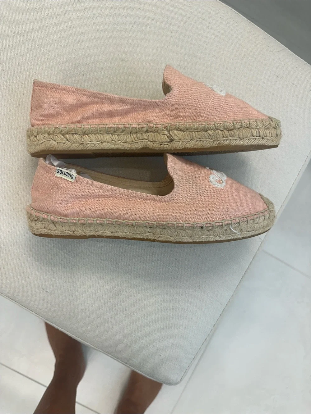 Soludos Pink 'ciao bella' Embroidered Espadrille Slip-Ons